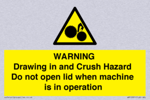 Warning Drawing in and Crush Hazard